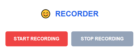 Smile Recorder interface with start and stop recording buttons